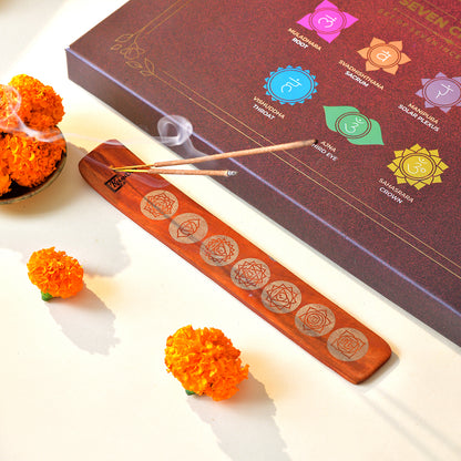 Sapt Chakra Gift Set: All Seven Fragrances with Wooden Stand